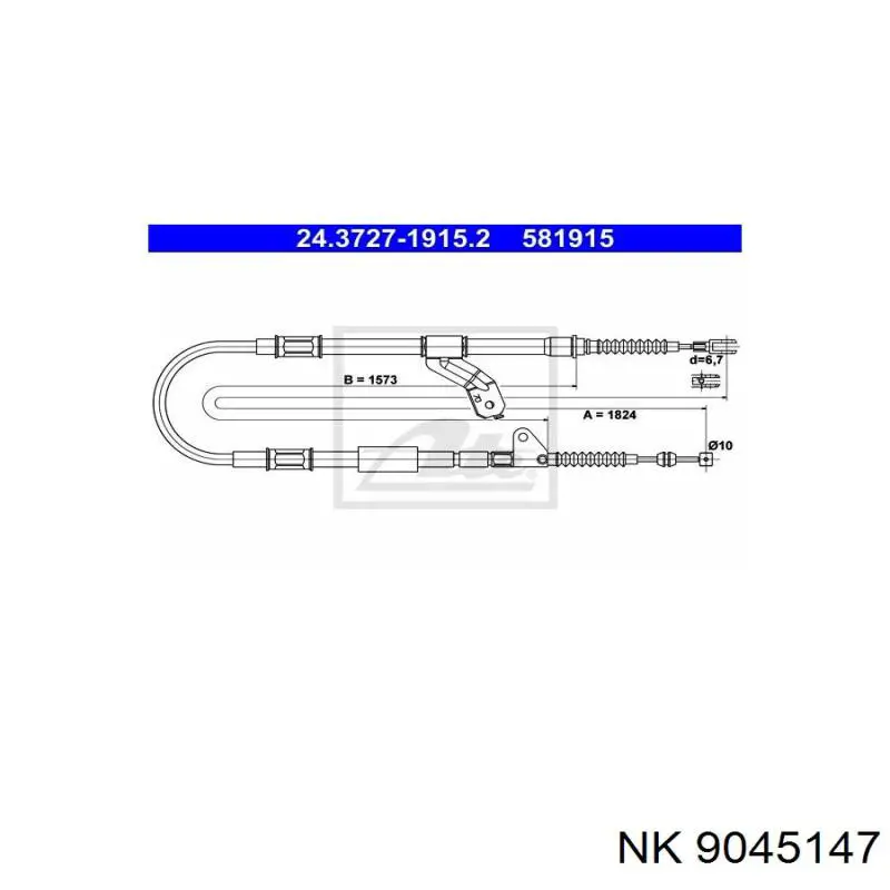 Трос ручника задний правый NK 9045147