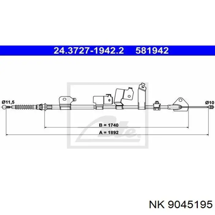 Трос ручного тормоза задний NK 9045195 цена, от 30.78 USD