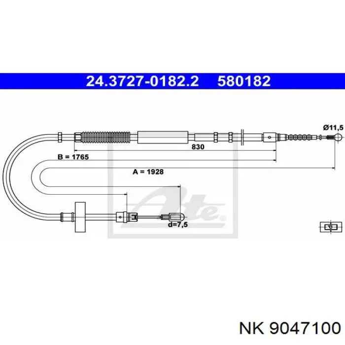 Трос ручного тормоза задний NK 9047100 цена, от 20.71 USD