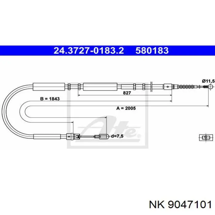 Купить 9047101 NK Задний правый трос ручника