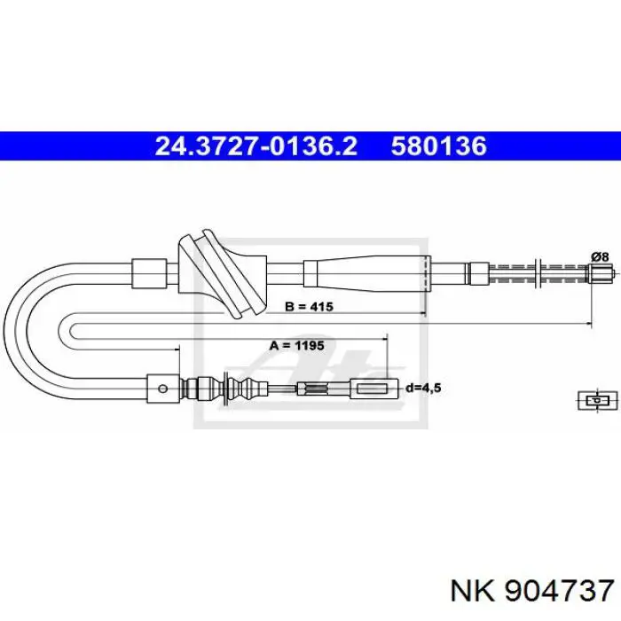 Задний трос ручника AD030205 Adriauto