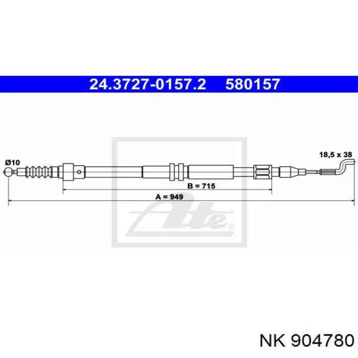 Cable de freno de mano trasero derecho/izquierdo 904780 NK