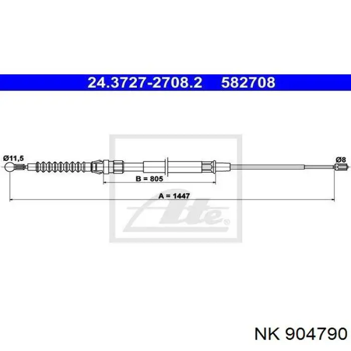 Cable de freno de mano trasero derecho/izquierdo 904790 NK