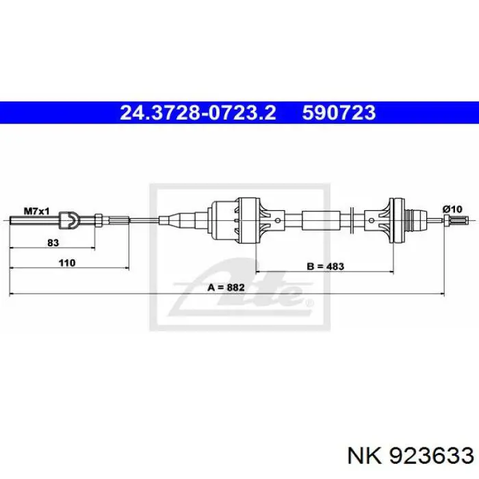 Купить 923633 NK Трос сцепления