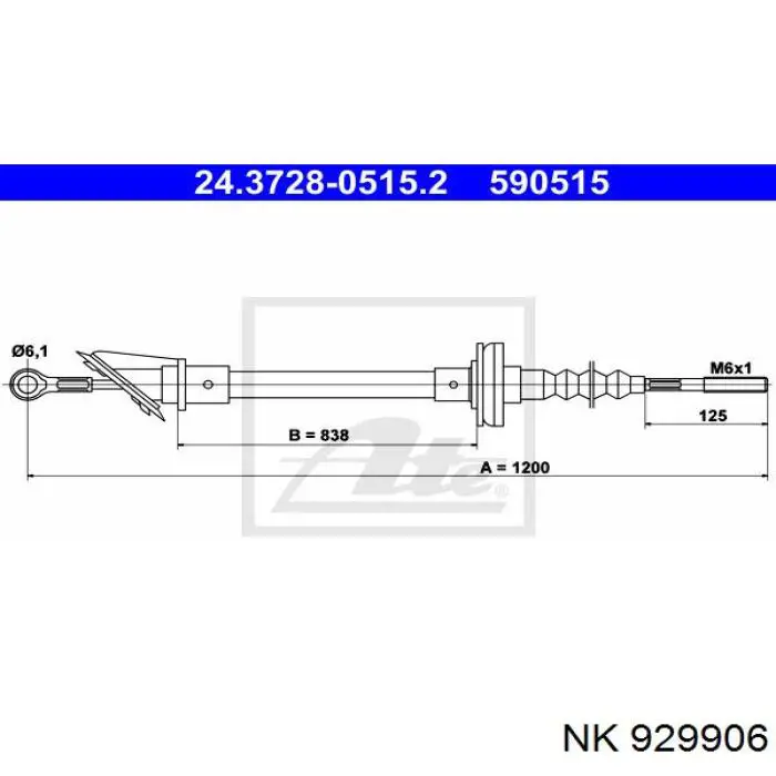 Трос сцепления 929906 NK