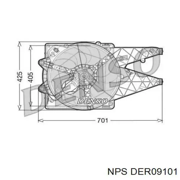 Difusor de radiador, ventilador de refrigeración, condensador del aire acondicionado, completo con motor y rodete DER09101 NPS