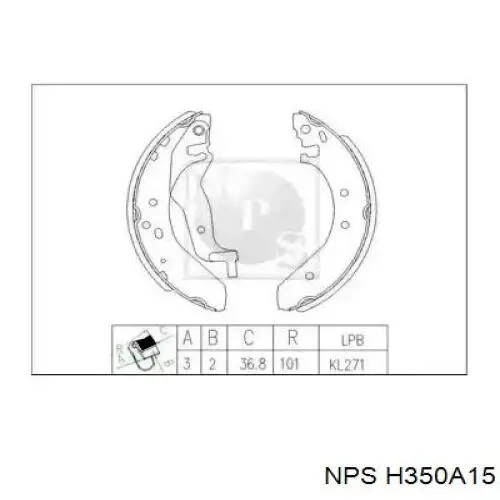 Задние барабанные колодки H350A15 NPS