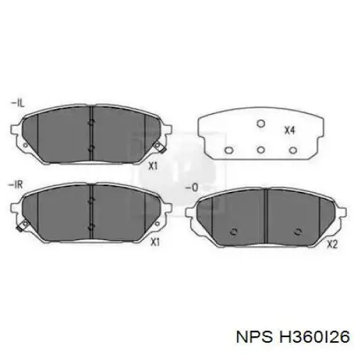 Передние тормозные колодки H360I26 NPS