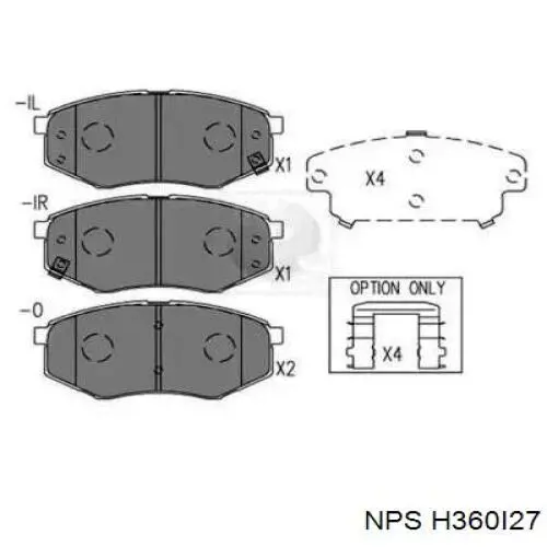 Передние тормозные колодки H360I27 NPS