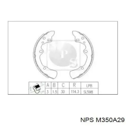 Задние барабанные колодки M350A29 NPS