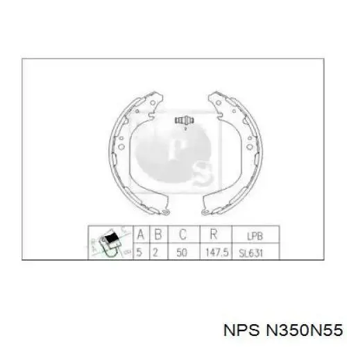 Задние барабанные колодки N350N55 NPS