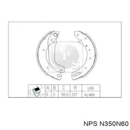 Задние барабанные колодки N350N60 NPS