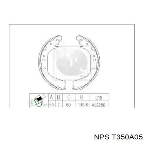 Задние барабанные колодки T350A05 NPS