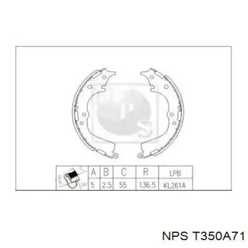 Колодки ручника T350A71 NPS