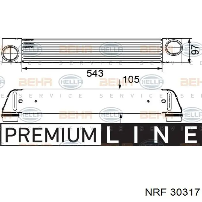 Radiador de aire de admisión 30317 NRF