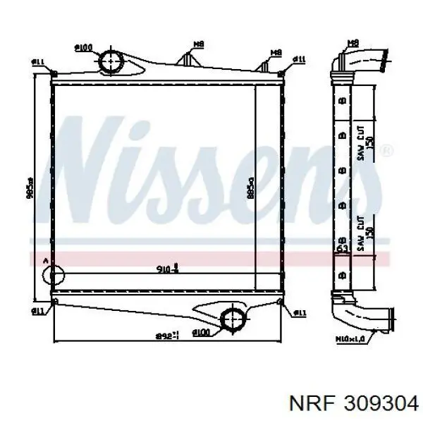 Система охлаждения наддувочного воздуха NRF 309304 цена, от 517.82 USD