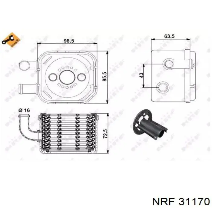 31170 NRF радиатор масляный (холодильник, под фильтром)