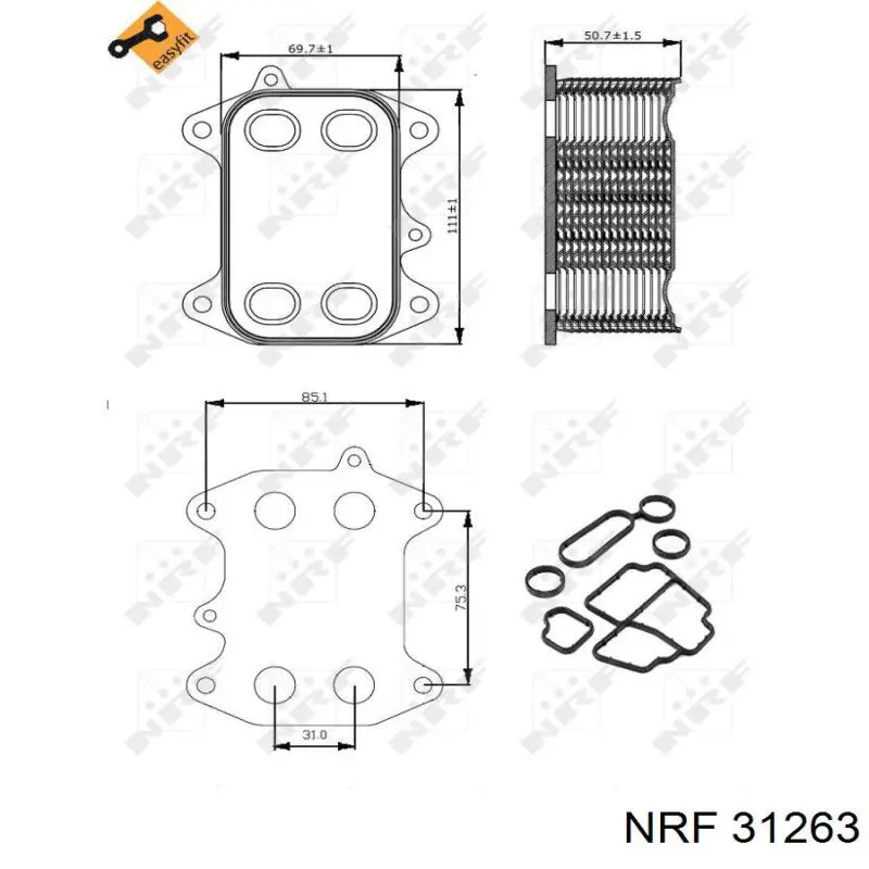 Radiador de aceite, bajo de filtro 31263 NRF
