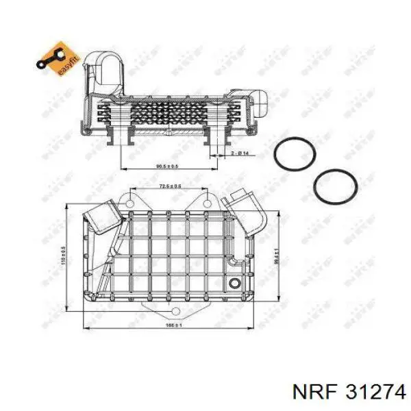 Радиатор масляный (холодильник), под фильтром 31274 NRF