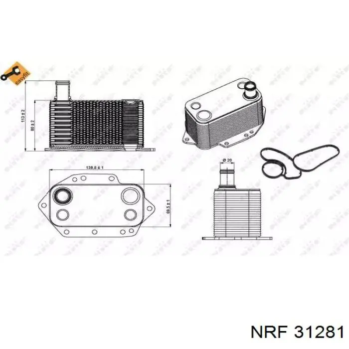 31281 NRF radiador de óleo (frigorífico, debaixo de filtro)