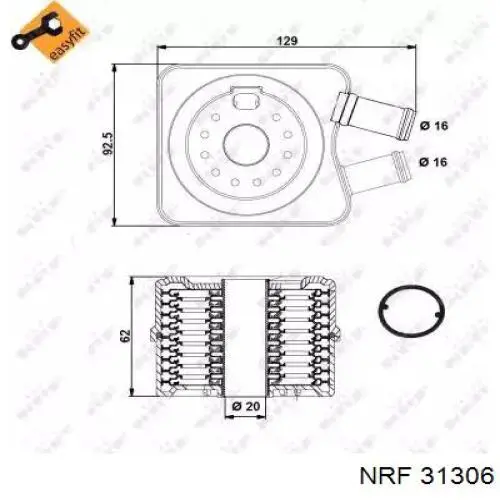 31306 NRF радиатор масляный (холодильник, под фильтром)