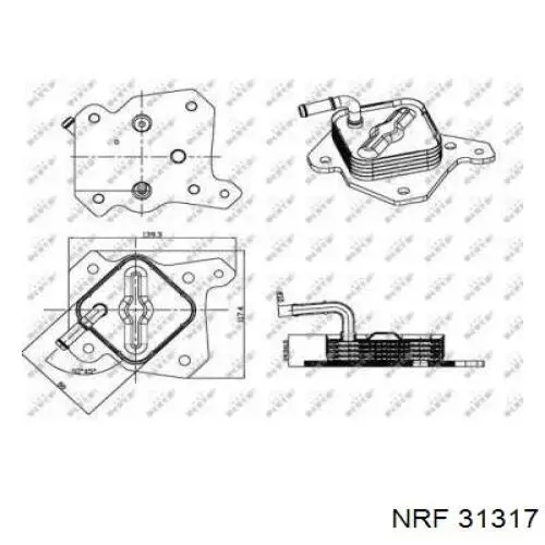 31317 NRF radiador de óleo (frigorífico, debaixo de filtro)