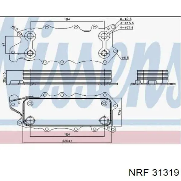 31319 NRF radiador de óleo (frigorífico, debaixo de filtro)