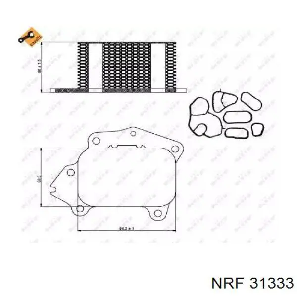 31333 NRF radiador de óleo (frigorífico, debaixo de filtro)