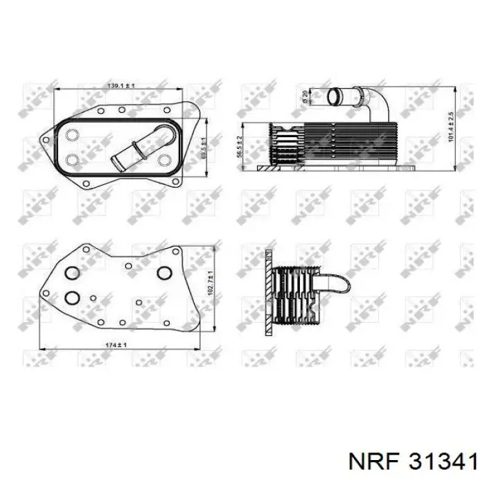 31341 NRF радиатор масляный (холодильник, под фильтром)