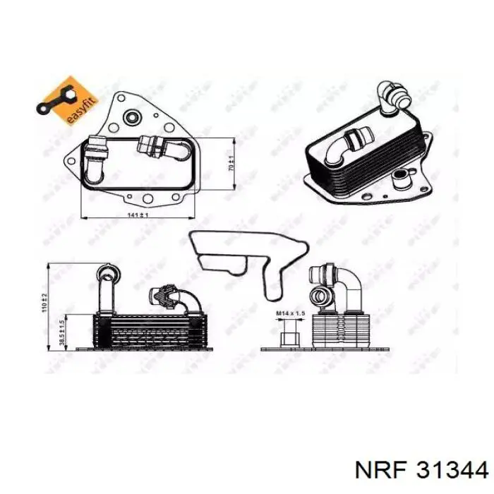 Radiador de óleo (frigorífico), debaixo de filtro para Fiat Punto (199)