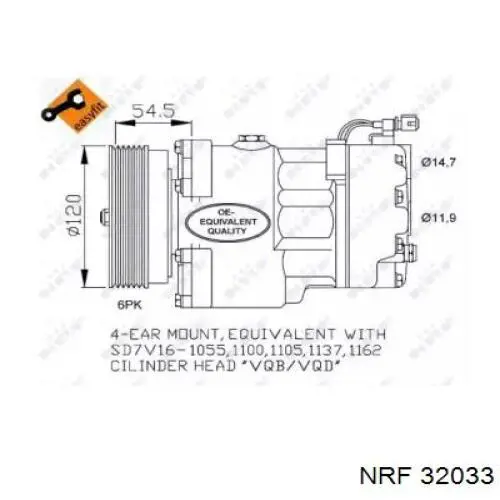 Compresor de aire acondicionado 32033 NRF