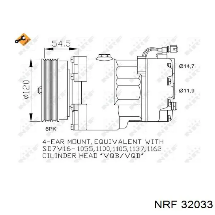Купить 32033 NRF Компрессор климатической установки