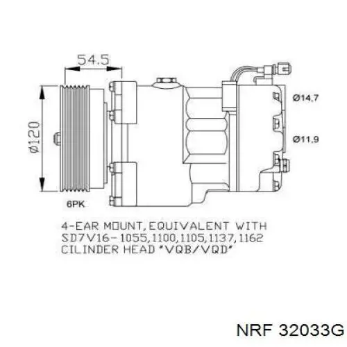 Компрессор кондиционера 32033G NRF