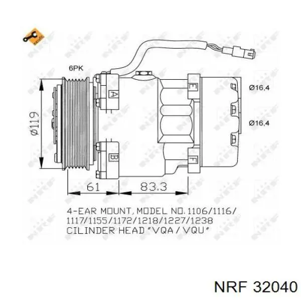 Compresor de aire acondicionado 32040 NRF