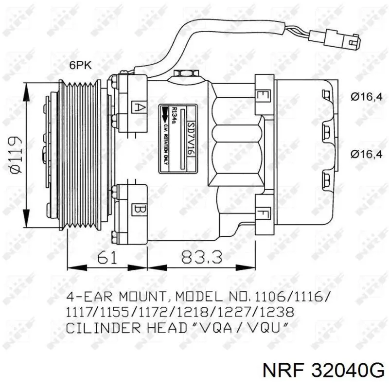 Compresor de aire acondicionado 32040G NRF