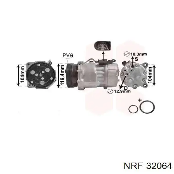 Компрессор системы кондиционирования NRF 32064 цена, от 194.65 USD