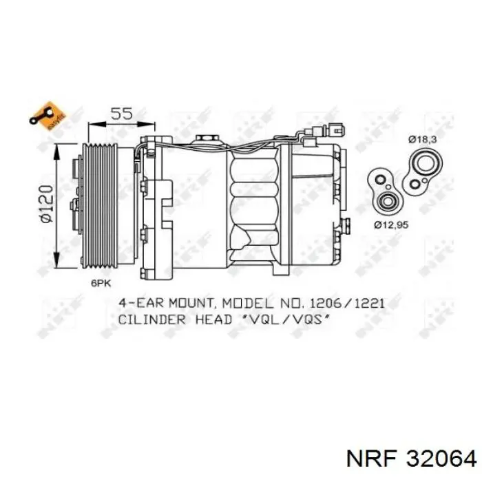 Compresor de aire acondicionado 32064 NRF