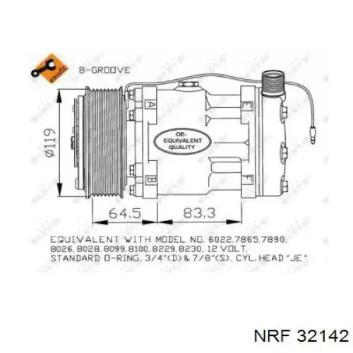 Компрессор кондиционера 82016157 Freightliner