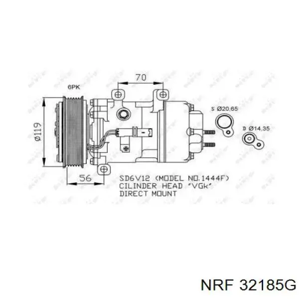 Компрессор кондиционера 32185G NRF