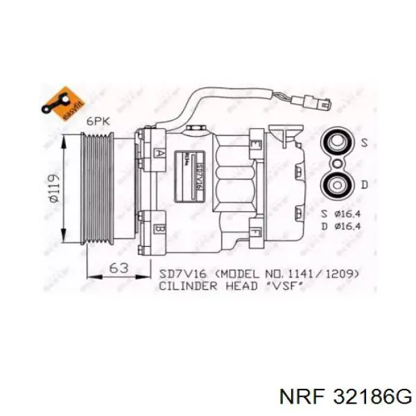 Компрессор кондиционера 32186G NRF