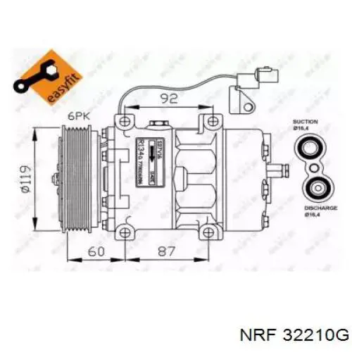 Компрессор кондиционера 32210G NRF