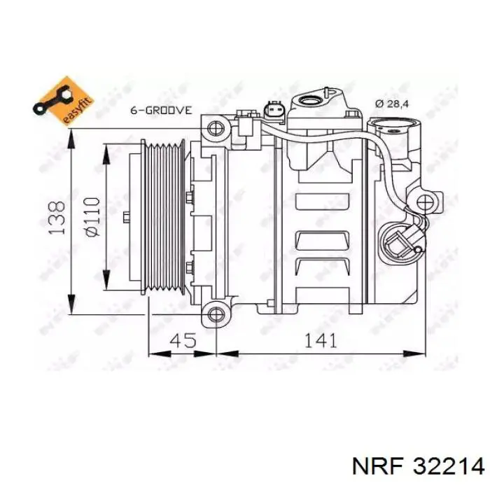 Compresor de aire acondicionado 32214 NRF