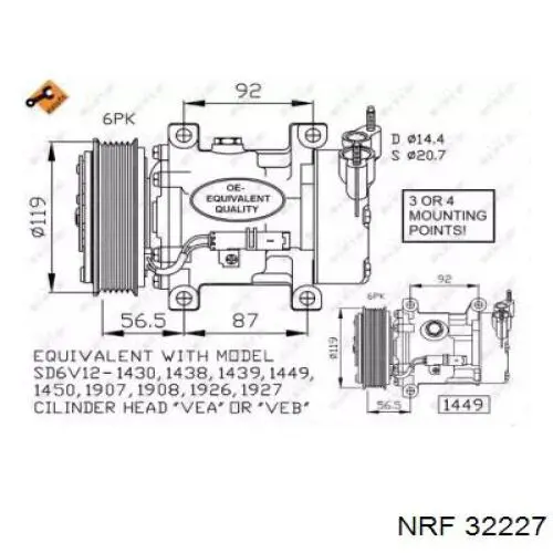 Купить 32227 NRF Компрессор климатической установки