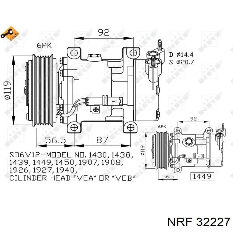 32227 NRF Компрессор хладагента