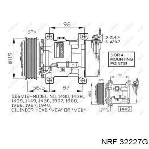 Компрессор кондиционера 32227G NRF