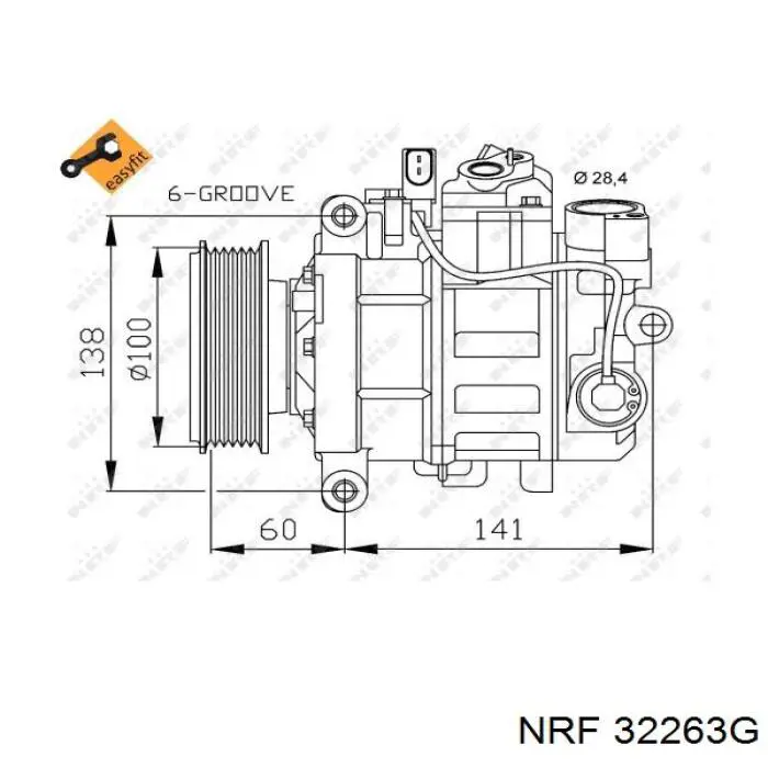 Компрессор кондиционера 32263G NRF