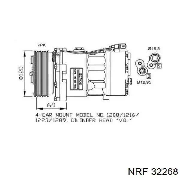 Компрессор кондиционера 32268 NRF