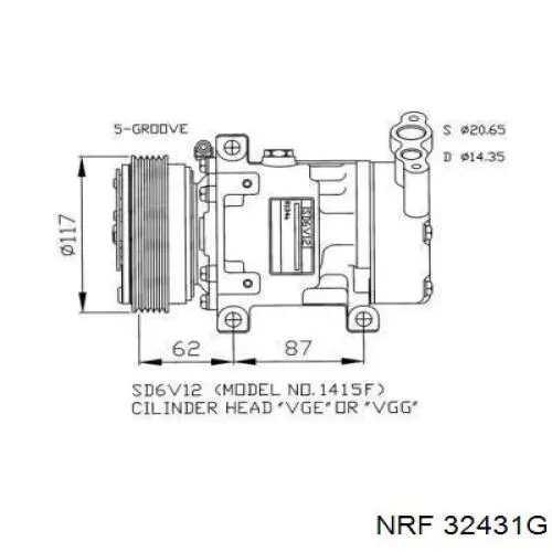 Компрессор кондиционера 32431G NRF