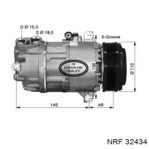 Компрессор кондиционера 32434 NRF