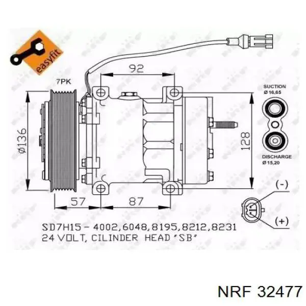 Компрессор кондиционера 32477 NRF